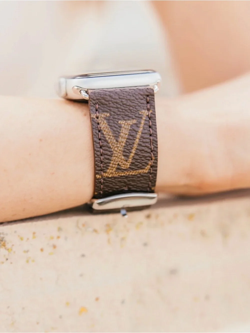 Louis Vuitton Monogram Brown Leather Smartwatch Band